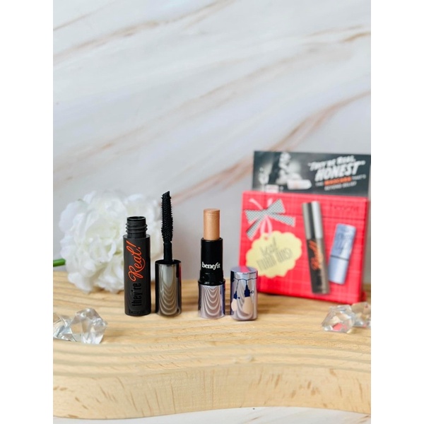 Mini Set Benefit Real Turn - Ons Bắt Sáng Thỏi Mascara