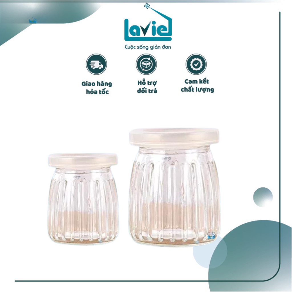 Hũ thủy tinh nhỏ / Lọ thủy tinh làm sữa chua - bánh flan vân sọc nổi DT 120ml,200ml