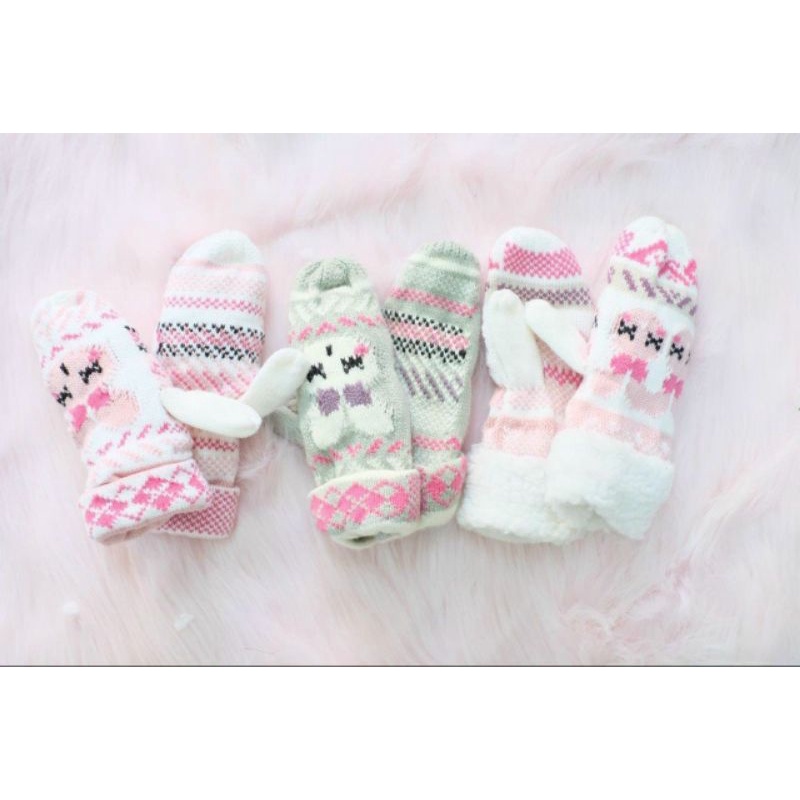 💥sale✨thanh lý mã găng tay len lót nỉ bé gái dưới 10 tuổi