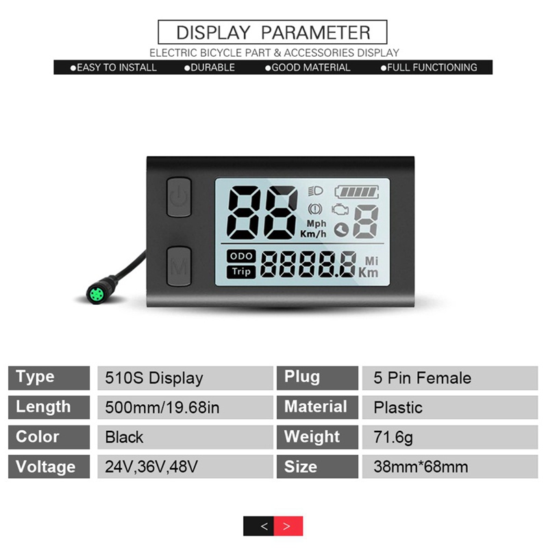 1 Chiếc Xe Đạp Điện 24V-48V Màn Hình LCD 510S Bằng Nhựa Dành Cho BAFANG BBS01 BBS02 BBSHD Mid Drive UART