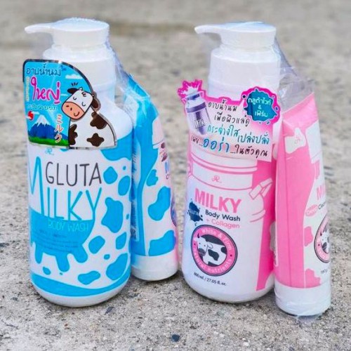 Sữa tắm con bò Gluta Milky Thái Lan 800ml tặng kèm sữa rửa mặt hương thơm sang trọng, quyến rũ, ko gây kích ứng da