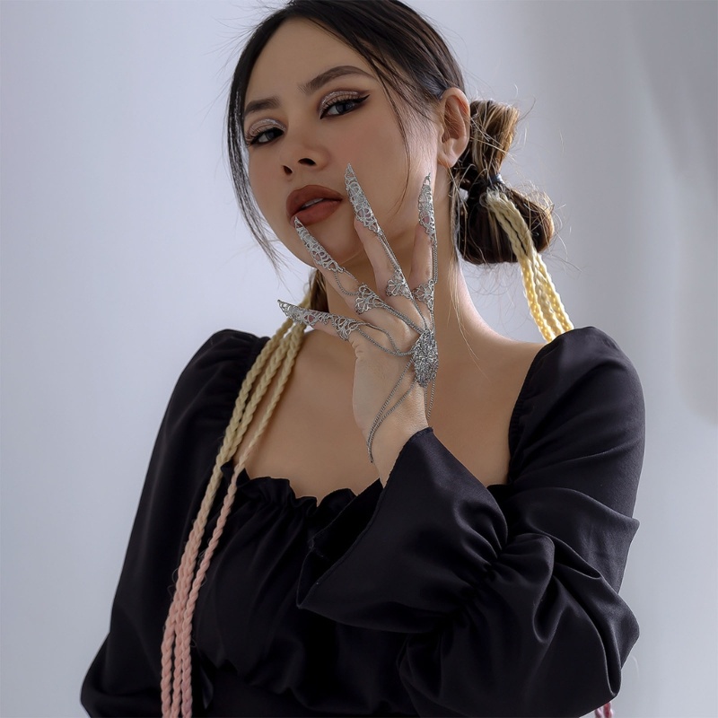 ✿ Vòng Đeo Tay Trang Trí Móng Tay Phong Cách Gothic Punk Dành Cho Nữ