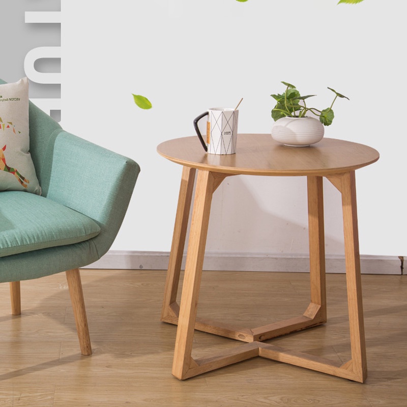 Bàn trà sofa cafe mặt bàn bo góc cua mềm mại, chân gỗ cao su tự nhiên