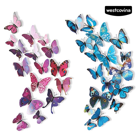 [WEST]⚘12 Decal dán tường Họa Tiết 3D Hình Con Bướm Dùng Trong Trang Trí Nhà