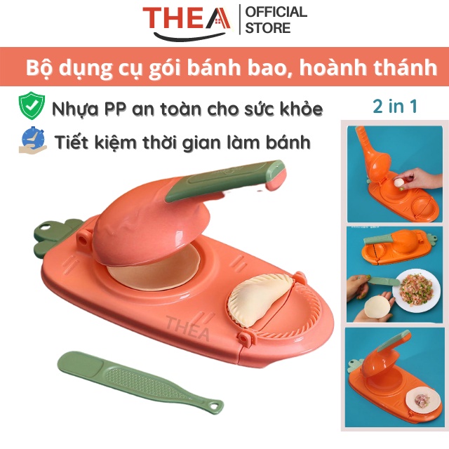 Dụng cụ làm bánh bao, dụng cụ ép bột làm há cảo hoành thánh tạo hình vỏ bánh đa năng 2 in 1, khuôn ép vỏ bánh - THEA