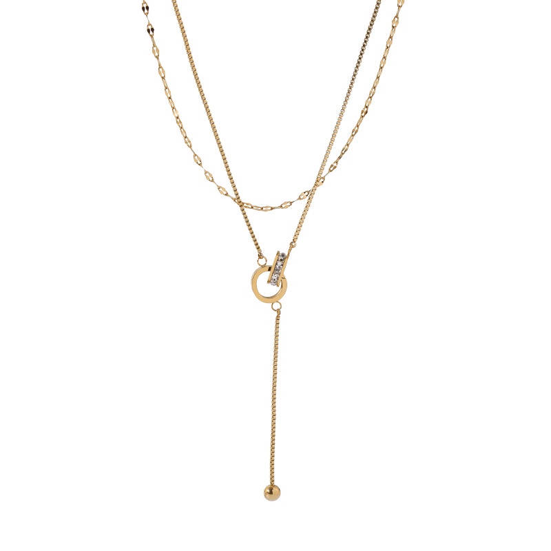 Dây Chuyền Hai Lớp Mạ Vàng 18k Đính Đá Zircon Sang Trọng