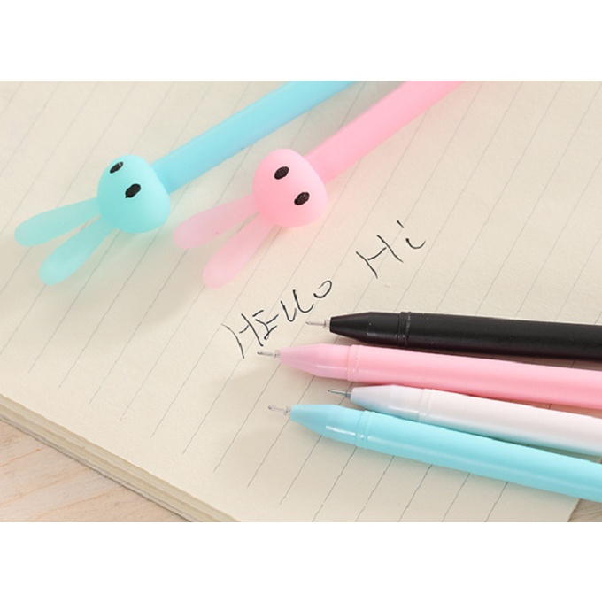 Bút bi gel nước thỏ mực đen nhỏ gọn cute dễ thương cho học sinh