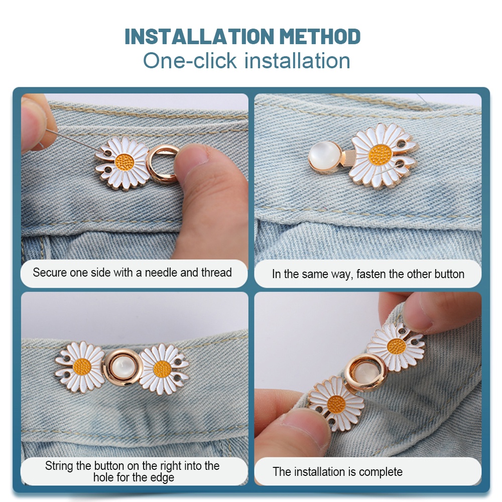 Thắt Lưng Nút Kim Loại Hình Hoa Dễ Thương Có Thể Điều Chỉnh