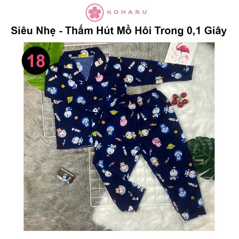 Cotton Đũi Nhật Bản 9-42kg pijama Doremon đen CD18 tay dài trẻ em đồ ngủ| đồ đi chơi bé traii gái