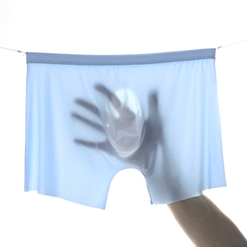 Quần Lót Boxer Vải Lụa Lạnh Siêu Mỏng Thoáng Khí Không Đường May Cá Tính Cho Nam