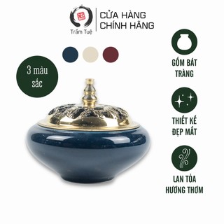 Lư đốt trầm hương với chất liệu gốm Bát Tràng tráng men tuyệt đẹp với 3 màu lựa chọn