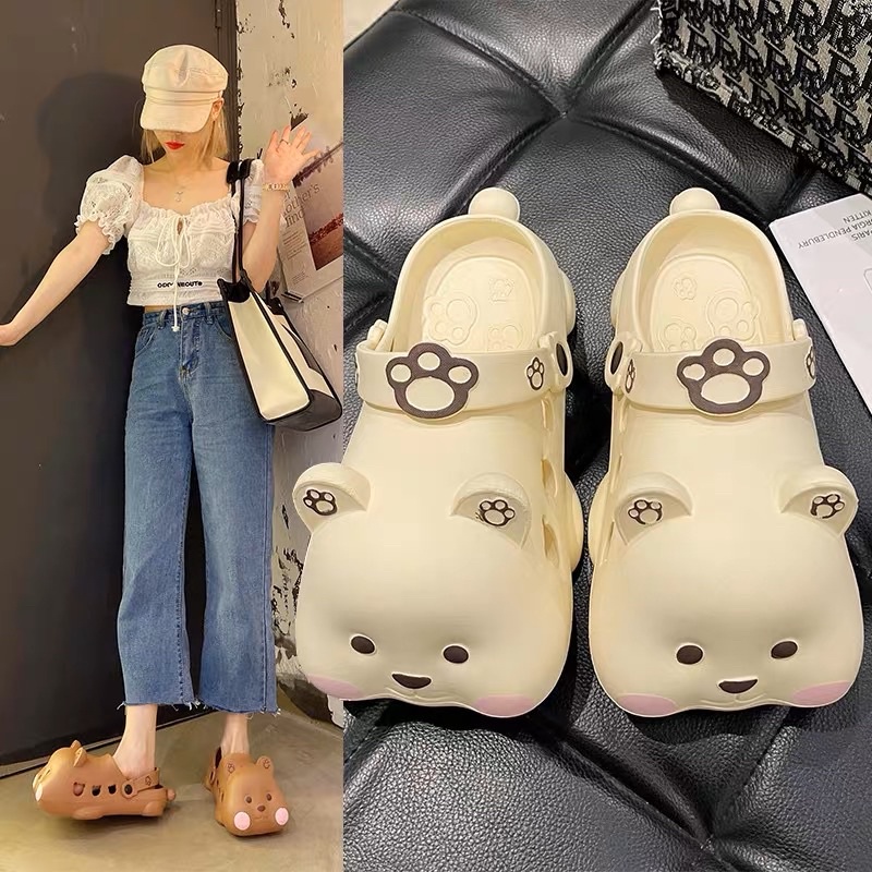 Dép sục nữ, dép cross gấu má hồng dễ thương cute nam nữ