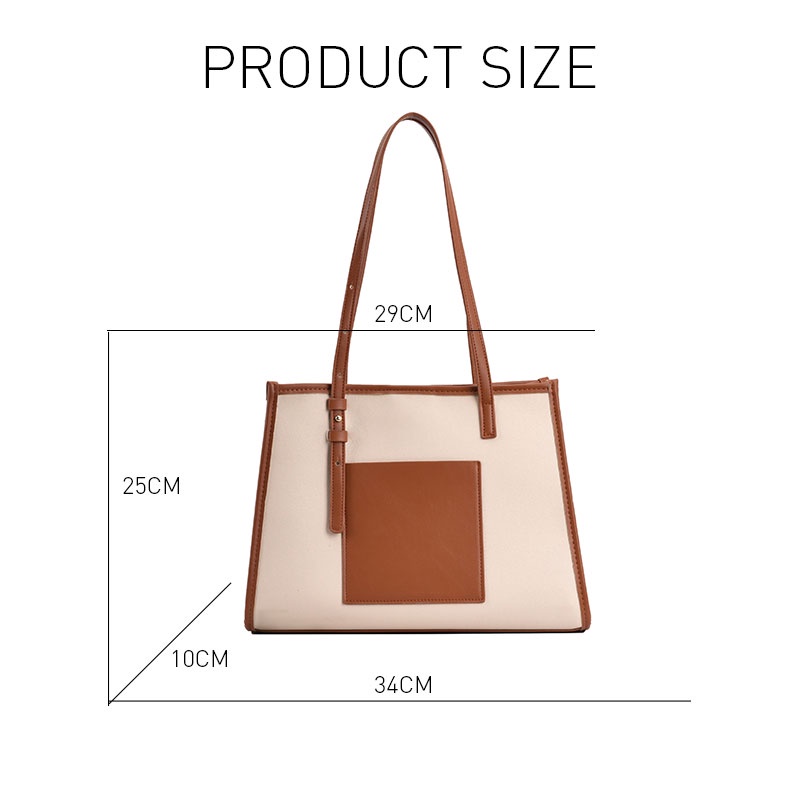 Mischa Túi Xách Da PU Đeo Vai Màu Tương Phản Phong Cách Phương Tây Đơn Giản