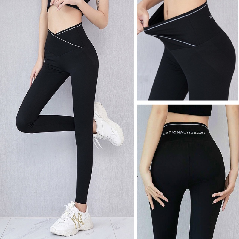 Quần legging cạp cao dáng chéo chất cotton co giãn 4 chiều tập gym yoga, quần nâng mông ôm chân siêu thoải mái tôn dáng