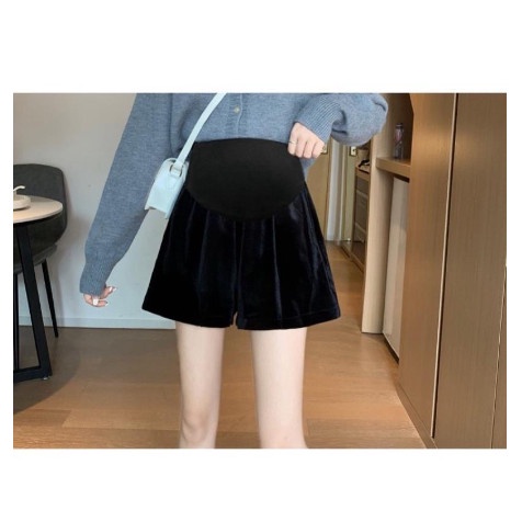 Quần Bầu Nhung ,sooc nhung bầu ảnh thật cận chấtcó chun điều chỉnh