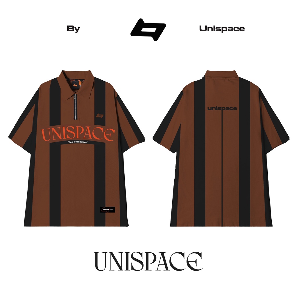 Áo polo local brand By Unispace tay lỡ form rộng unisex nam nữ cotton Polo Line space