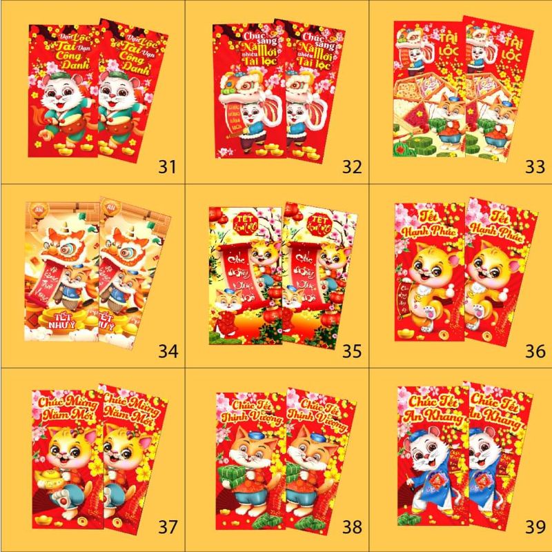 Xấp 10 bao lixi tết