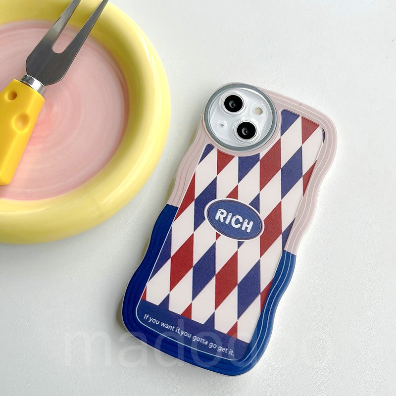 Casing For iPhone 14 13 12 11 Pro Xs max Mini 7 8 6 6S Plus X XR 14ProMax 13promax 12promax 11promax 6+6S+ 7+ 8+ Cute Waves Edge Fine Hole Lines Grid Rich Lucky Round Lens Airbag Shockproof protection Soft Phone Case BW 13