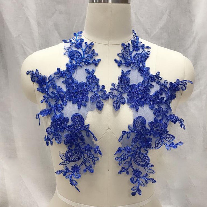 Cặp miếng vá quần áo ren hoa dạng dán trang trí kích thước 34x18cm