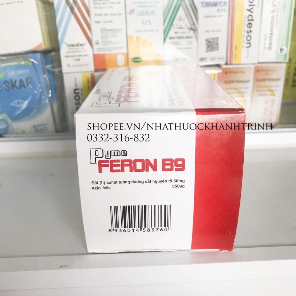 Viên sắt cho bà bầu FERON B9 của PYMEPHARCO, bổ sung sắt 2, acid folic cho mẹ bầu và sau sinh