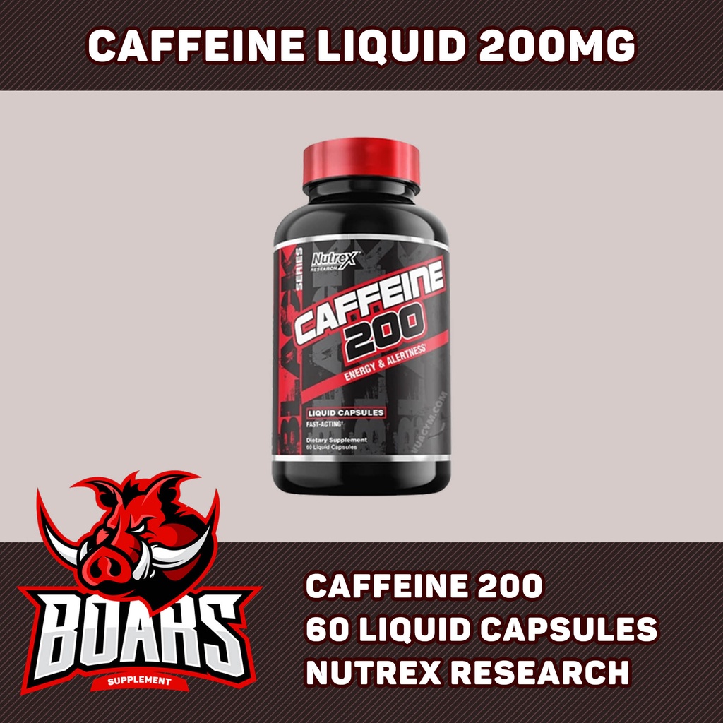 Nutrex Caffeine 200mg, Viên uống  hấp thụ nhanh, giúp tỉnh táo, tập trung tức thời, hỗ trợ tập luyện, học tập (60 Viên)