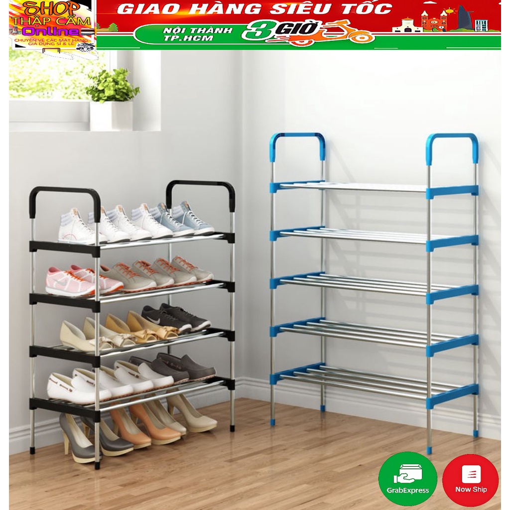 Kệ để giày dép 5 tầng được làm từ Chất liệu Nhựa PP - Thanh inox không gỉ, bền đẹp