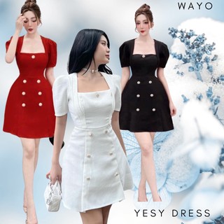 Đầm WAYO chất dạ phối nút dáng xoè dự tiệc sang trọng