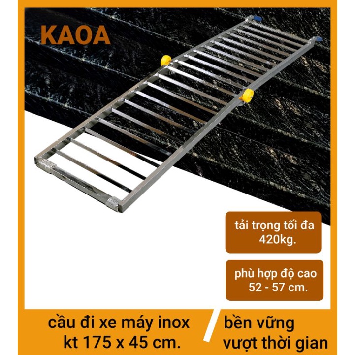 Thang dắt xe máy inox. KT 175x45 cm ( bảo hành 12 tháng )