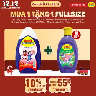 [DATE 07/2023] Sữa Tắm Gội Sạch Khuẩn Carrie Junior BacBuster Hương Strawberry 280G