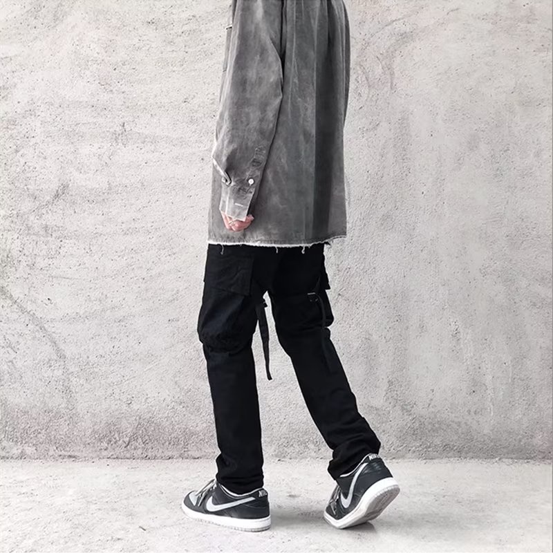 Quần Dài Phối Nhiều Túi Phong Cách hip hop Đường Phố Hàn Quốc Cá Tính Cho Nam