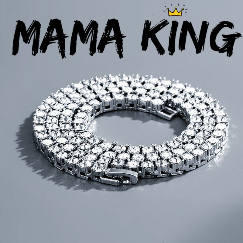 (Tặng Kèm Nhẫn)Dây Chuyền Unisex Đính Đá Nhân Tạo Tennis Chain Bản Đá Thường By Mama King