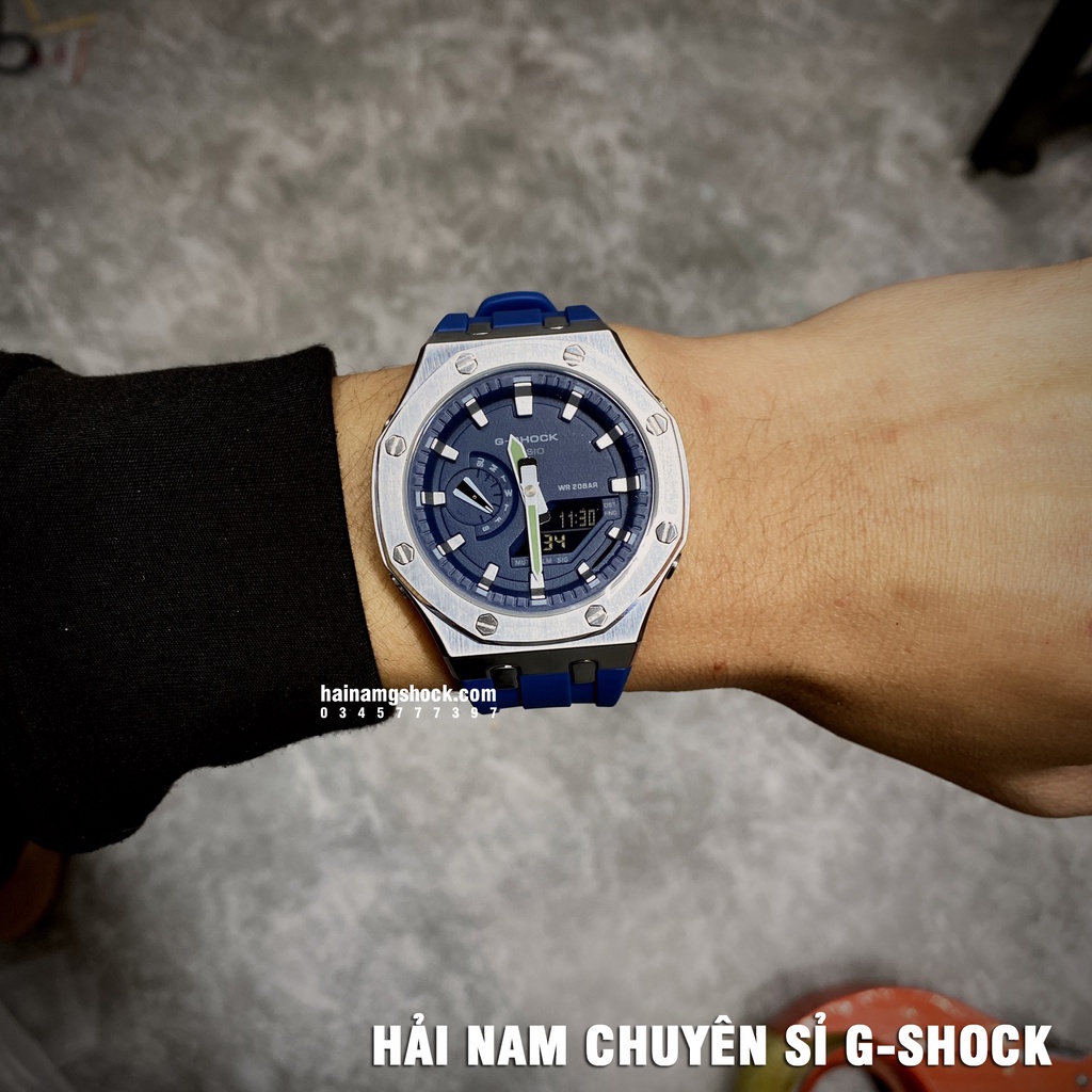 Đồng hồ nam G-SHOCK GM-2100-1A Custom Blue Sliver | GM-2100 Custom | GM 2100 Rainbow | Full phụ kiện.