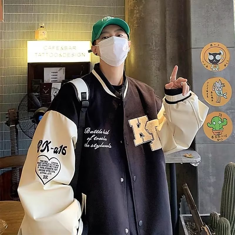 Áo Khoác Nam In Chữ Phong Cách hip hop Đường Phố Hàn Quốc Cỡ Lớn S-3XL