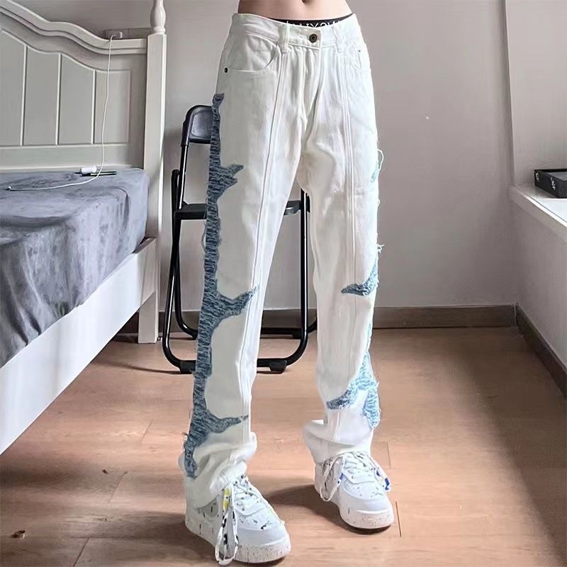 Quần jeans Retro thiết kế phong cách hiphop phù hợp nam nữ