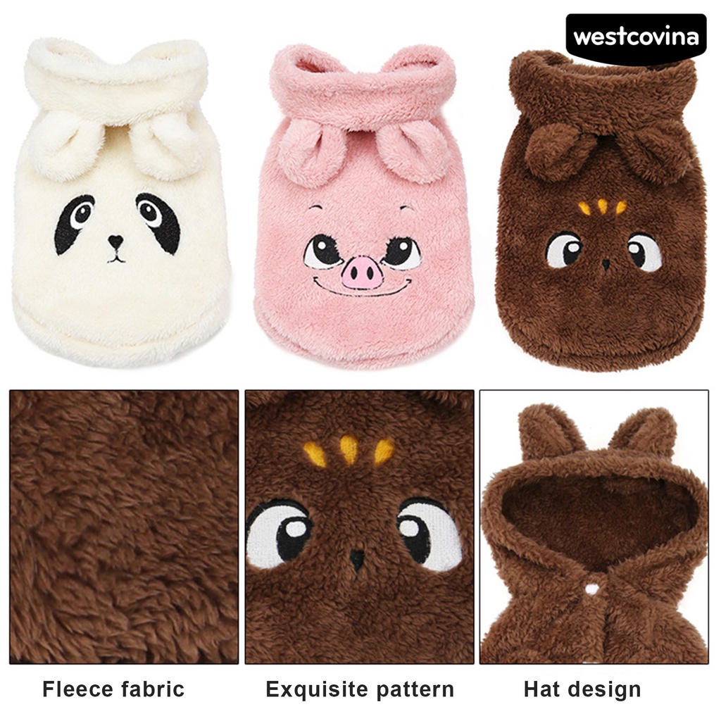 [COD]♘Áo Hoodie Giữ Ấm Họa Tiết Động Vật Hoạt Hình Cho Thú Cưng