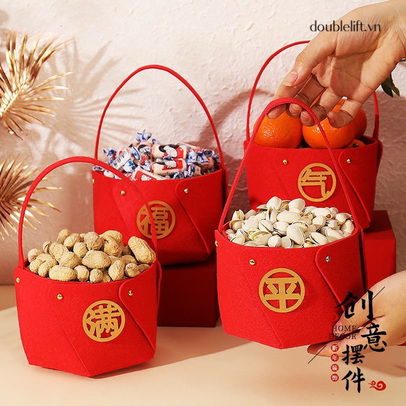 Set 4 Rổ Đựng Trái Cây Trang Trí Năm Mới 2023 Phong Cách Trung Hoa