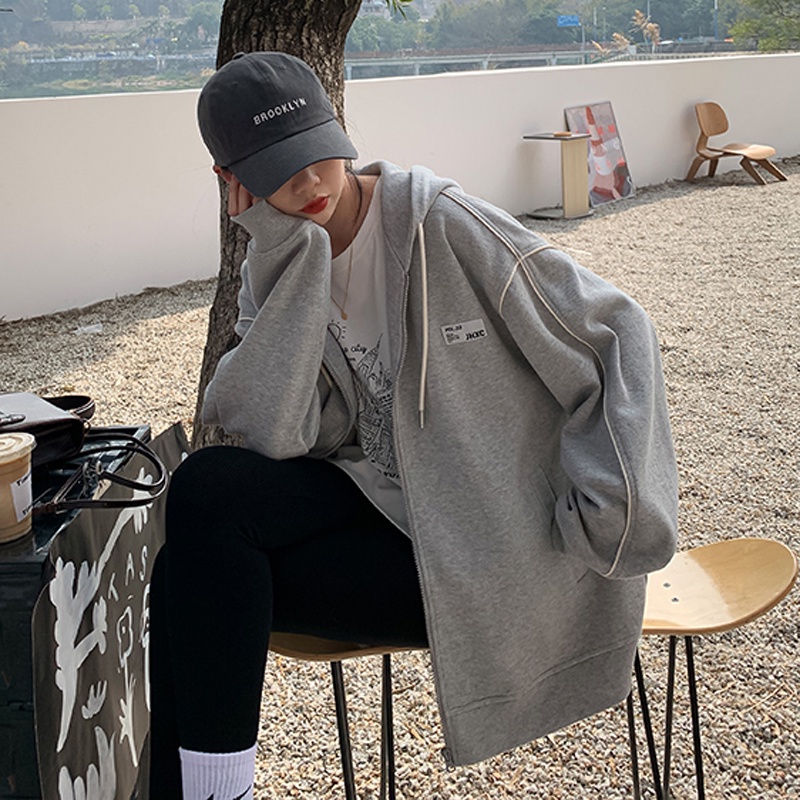 Áo khoác NRVP hoodie tay dài kiểu dáng thể thao cho nữ