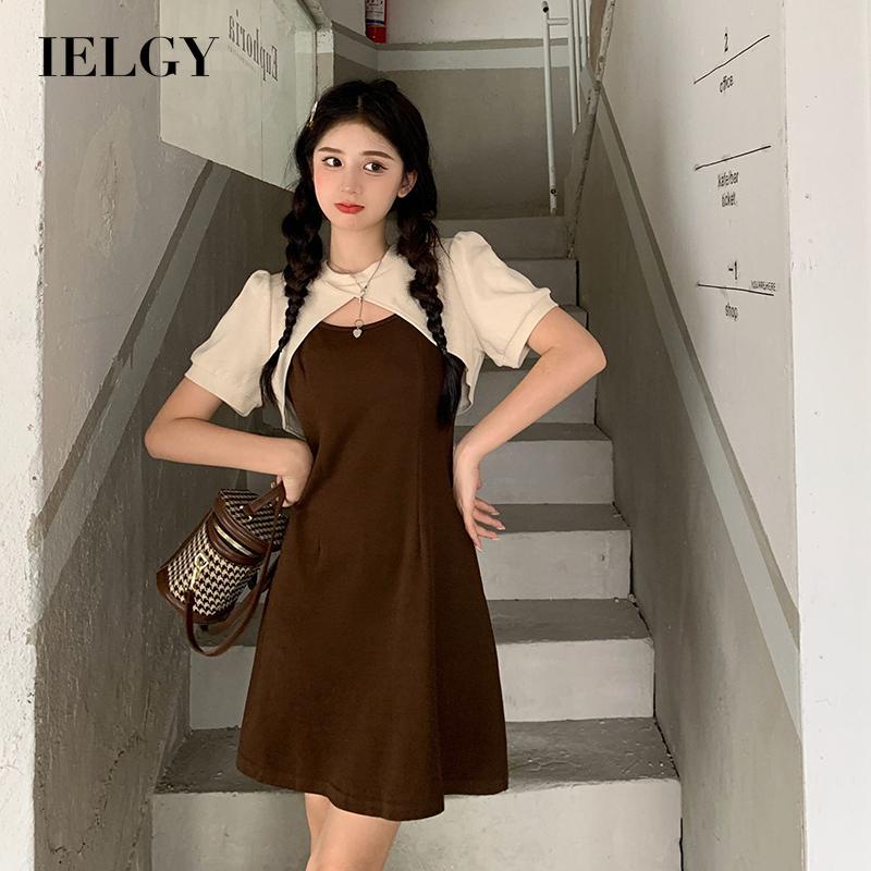 IELGY IELGY Bộ Áo Thun Không Tay + Chân Váy Ngắn Thời Trang Dành Cho Nữ