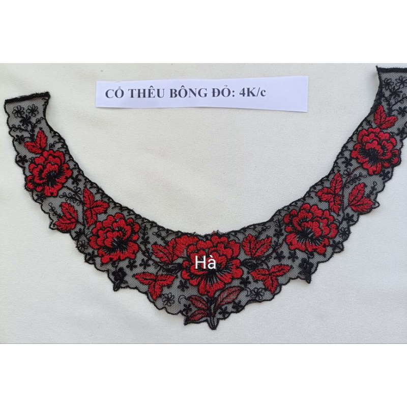 Cổ áo thêu nền lưới