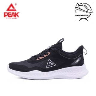 Giày chạy bộ nữ thoáng khí peak running e223098h – màu đen trắng
