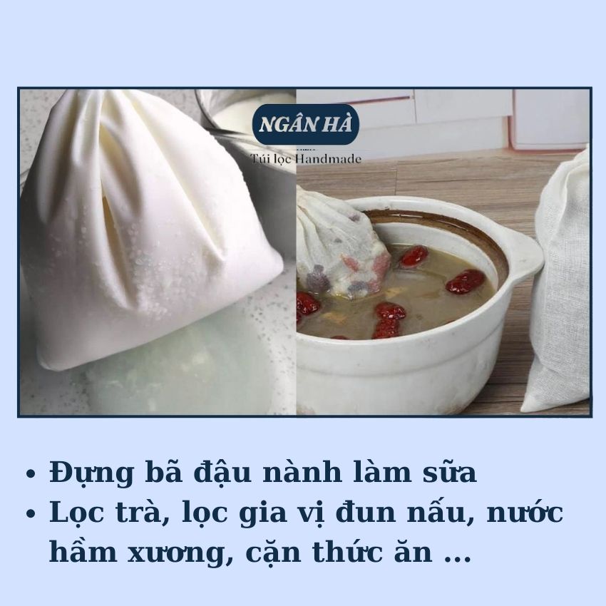 Túi lọc vải cotton lọc đa năng lọc sữa hạt, lọc thực phẩm vải cotton siêu mịn Túi lọc Ngân Hà Handmade có bán sỉ