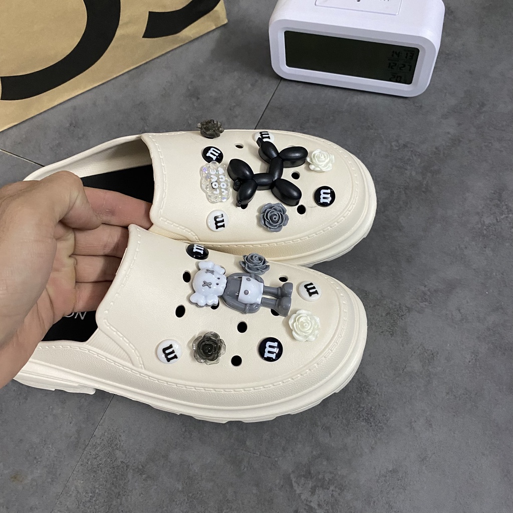 Dép Cross kèm charm đế cao 6cm siêu dễ thương cực êm chân