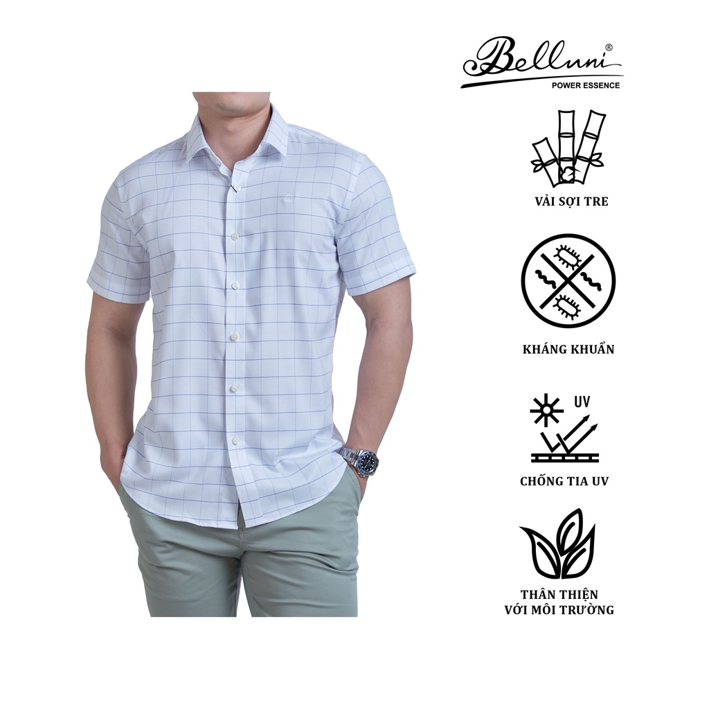 Áo sơ mi nam ngắn tay BELLUNI vải sợi tre chống nhăn- ANS.BP.BE.2.W1