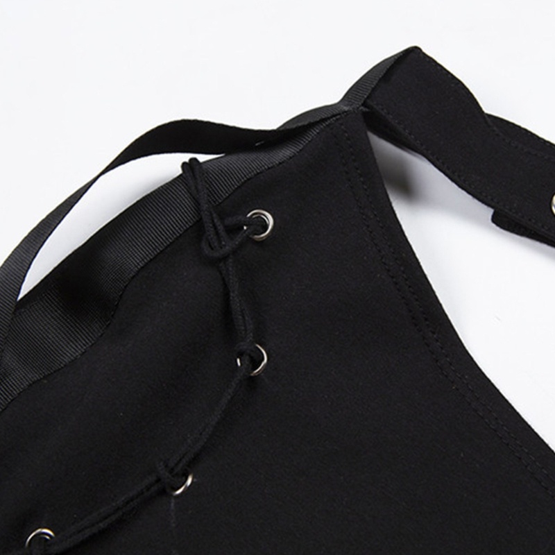 Whi Áo Crop Top Một Vai Tay Dài Có Khóa Cài Phong Cách Gothic Cho Nữ Shrug