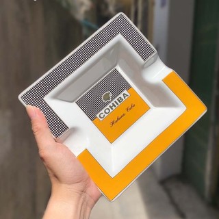 Gạt tàn xì gà, gạt tàn cigar cohiba loại 2 điếu chất liệu gốm sứ cao cấp
