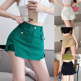 Chân váy kaki phối nút 4 màu