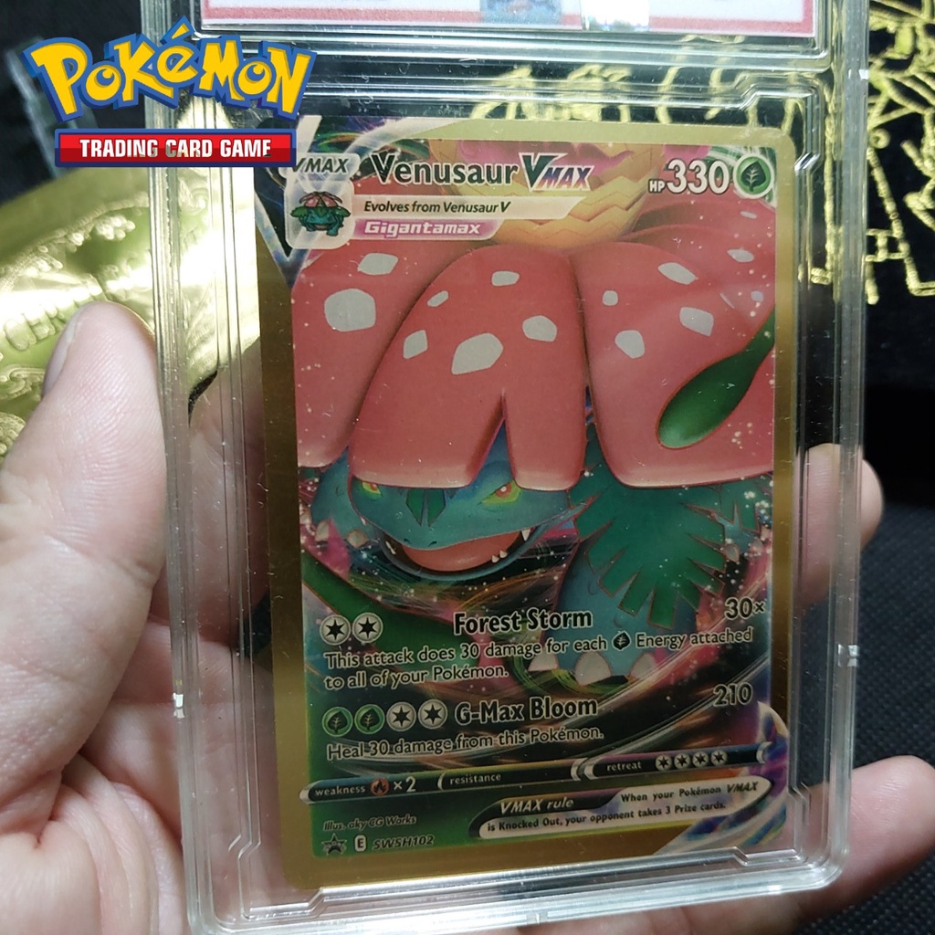 Thẻ bài pokemon hiếm nhôm mạ vàng Fushigibana Venusaur SWS H102 VMax ếch kỳ diệu Tặng kèm bảo vệ thẻ 1459 d24 61