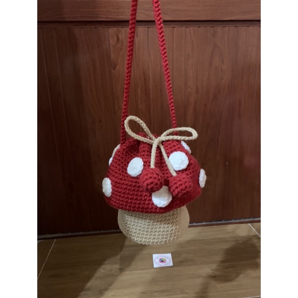 Túi handmade bằng len hình cây nấm độc và lạ ĐỰNG LÌ XÌ TẾT Cho bé