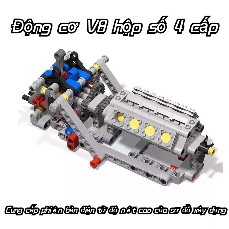 MOC Lắp Ráp Khối Xây Hình, Tương Thích với Động Cơ Lego V8, Mô Hình Hộp Số Tự Động 4 Cấp, Pin Và Động Cơ, Góp Phần Phát Triển Trí Tuệ, Quà Tặng Tuyệt Vời cho Trẻ Em và Người Lớn