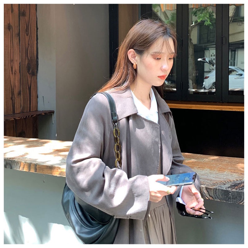 MISCHA Túi Xách Đeo Vai Bằng Da PU Sức Chứa Lớn Màu Trơn Thời Trang